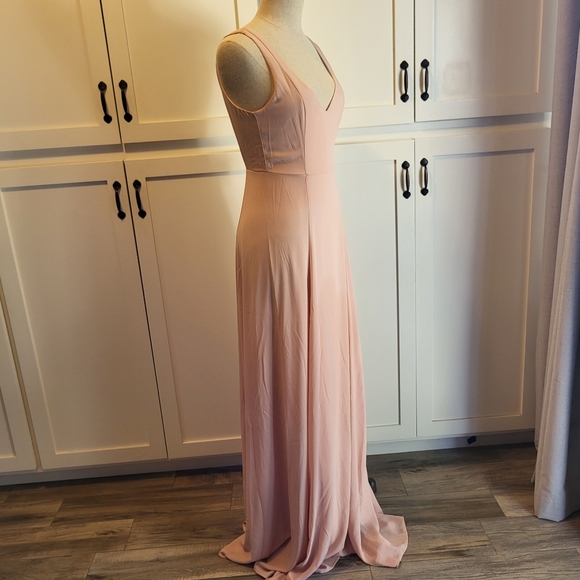 Show me your MUMU womans Jen Maxi dress in Chiffon dusty blush size sma… - Picture 5 of 12